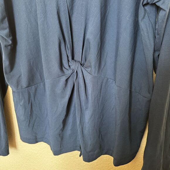 Women’s Athleta Blue Open Twisted Back 1x Longsleeve Shirt Yoga Athletic Keyhole - Picture 4 of 7